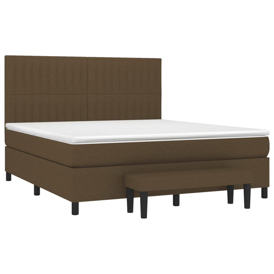 Boxspring Met Matras Stof Donkerbruin 180 x 200 cm Verticale strepen