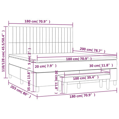 Boxspring met matras stof crèmekleurig 180x200 cm