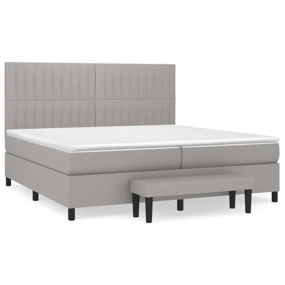 Boxspring Met Matras Stof Lichtgrijs 200 x 200 cm Verticale strepen