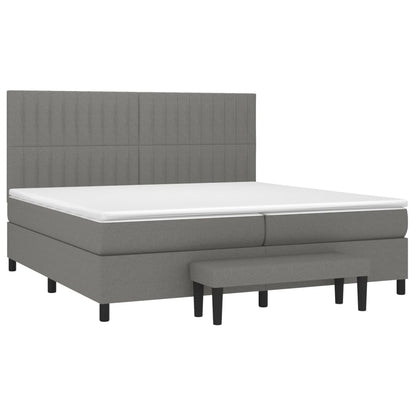 Boxspring Met Matras Stof Donkergrijs 200 x 200 cm Verticale strepen