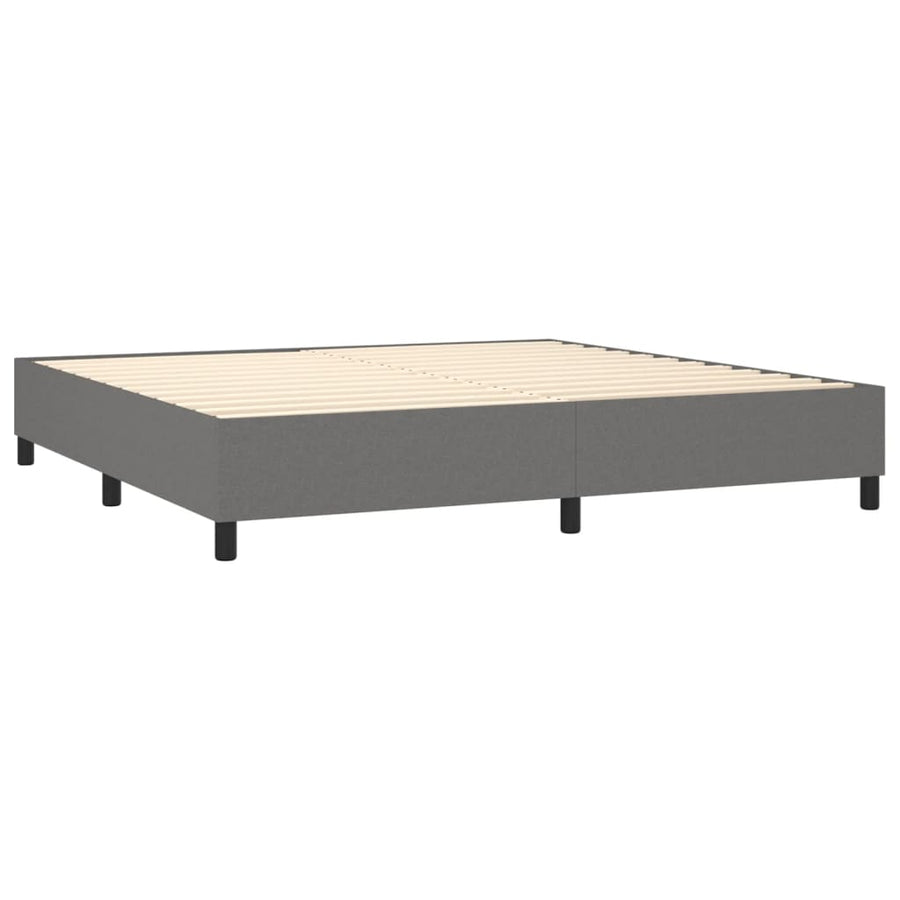Boxspring Met Matras Stof Donkergrijs 200 x 200 cm Verticale strepen