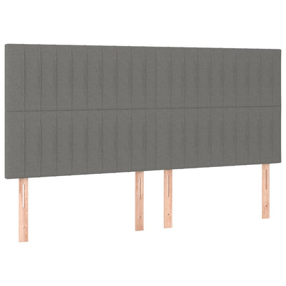Boxspring Met Matras Stof Donkergrijs 200 x 200 cm Verticale strepen
