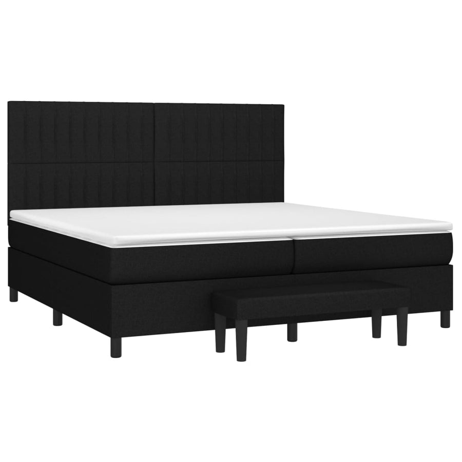 Boxspring Met Matras Stof Zwart 200 x 200 cm Verticale strepen