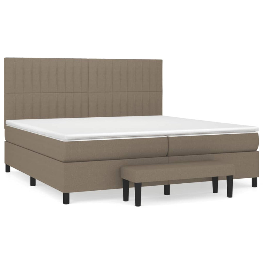 Boxspring Met Matras Stof Taupe 200 x 200 cm Verticale strepen
