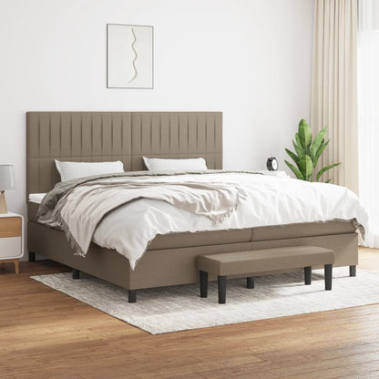 Boxspring Met Matras Stof Taupe 200 x 200 cm Verticale strepen