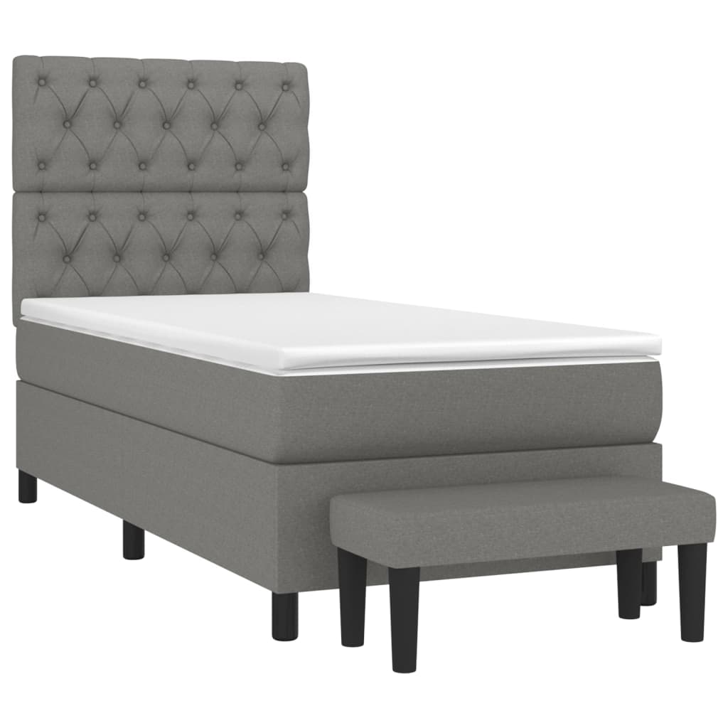 Boxspring Met Matras Stof Donkergrijs 80 x 200 cm Getuft ontwerp
