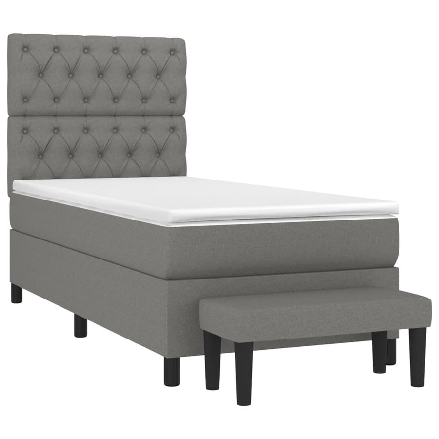 Boxspring Met Matras Stof Donkergrijs 80 x 200 cm Getuft ontwerp