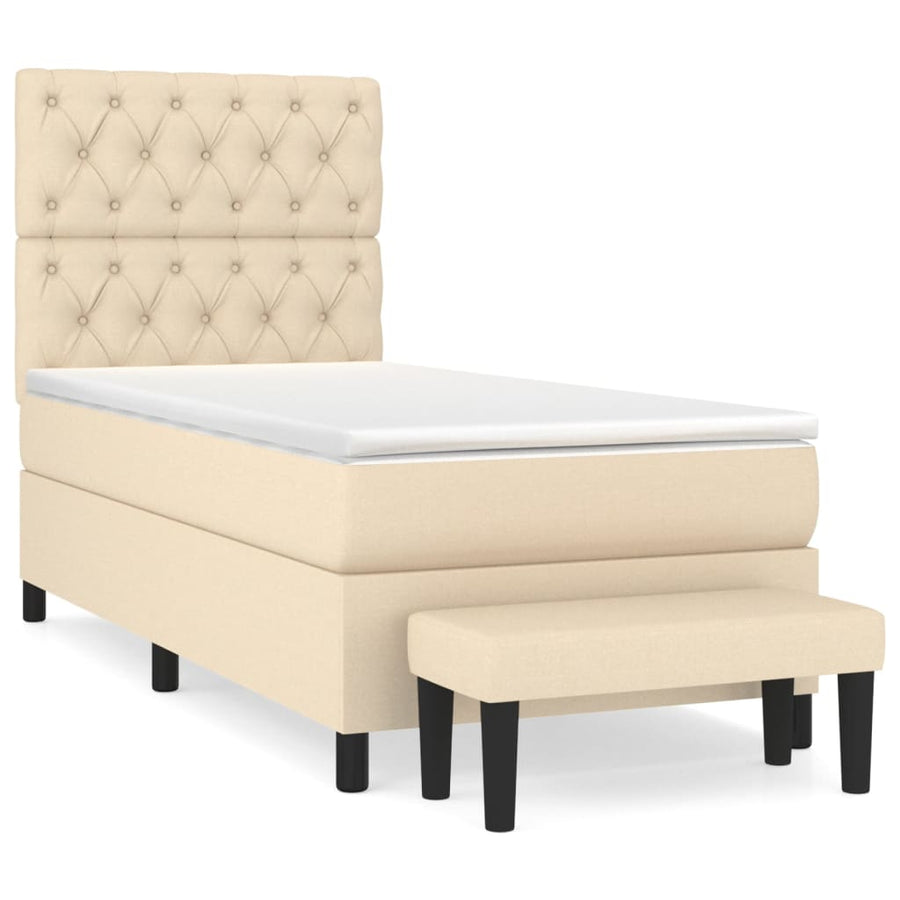 Boxspring Met Matras Stof Kleurig Crème 80 x 200 cm Getuft ontwerp