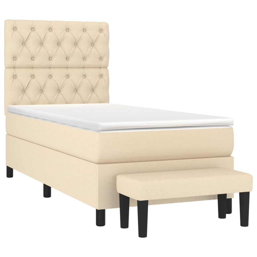 Boxspring Met Matras Stof Kleurig Crème 80 x 200 cm Getuft ontwerp