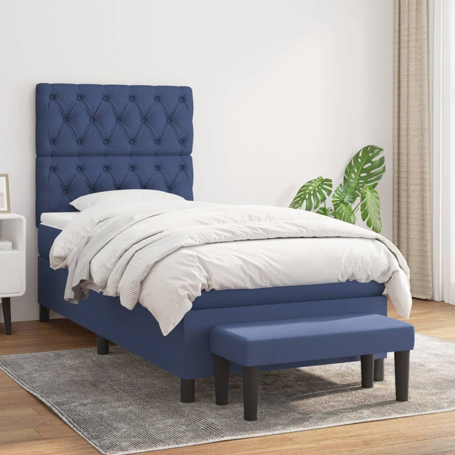 Boxspring Met Matras Stof Blauw 80 x 200 cm Getuft ontwerp