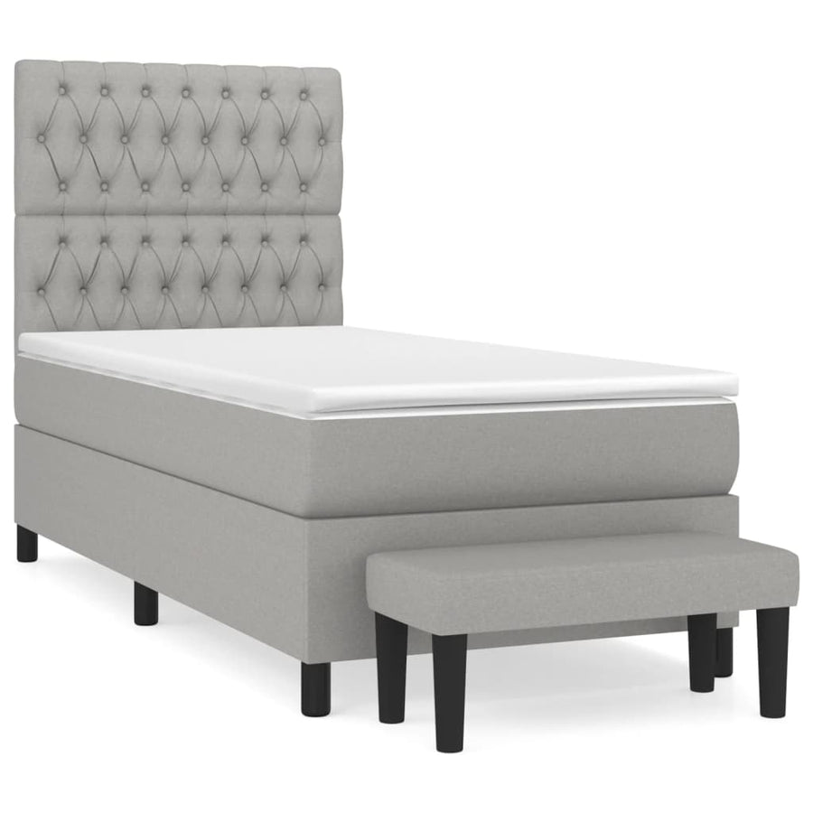 Boxspring Met Matras Stof Lichtgrijs 90 x 190 cm Getuft ontwerp