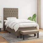 Box spring with fabric mattress taupe 90x190 cm