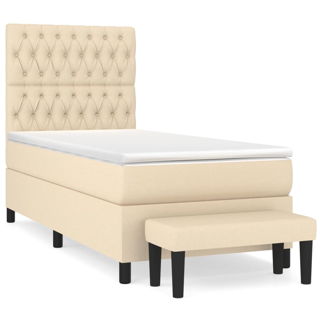 Boxspring Met Matras Stof Kleurig Crème 90 x 190 cm Getuft ontwerp
