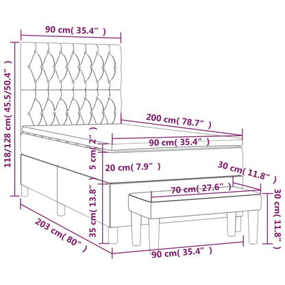 Boxspring Met Matras Stof Donkergrijs 90 x 200 cm Getuft ontwerp