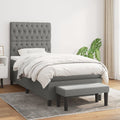 Boxspring met matras stof donkergrijs 90x200 cm