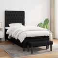 Boxspring met matras stof zwart 90x200 cm
