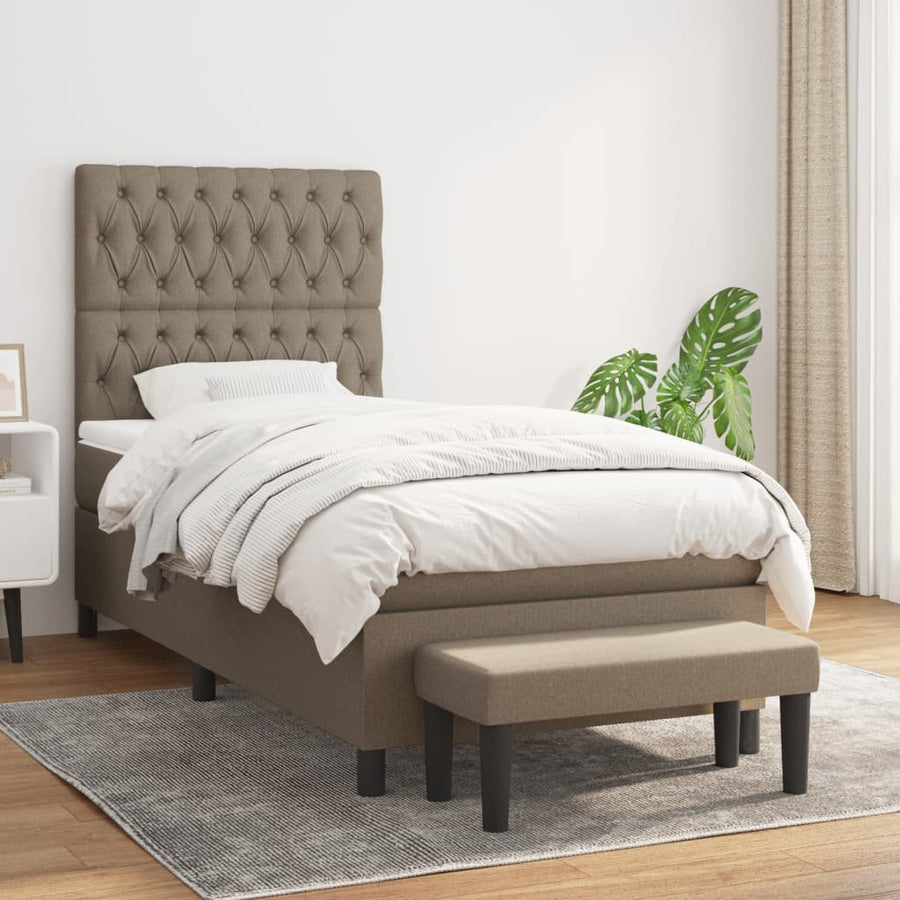 Boxspring Met Matras Stof Taupe 90 x 200 cm Getuft ontwerp