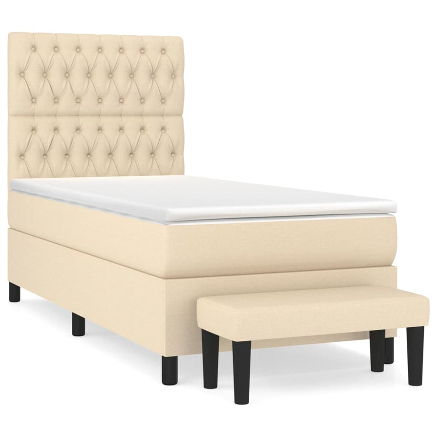 Boxspring Met Matras Stof Kleurig Crème 90 x 200 cm Getuft ontwerp