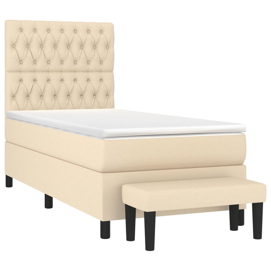 Boxspring Met Matras Stof Kleurig Crème 90 x 200 cm Getuft ontwerp