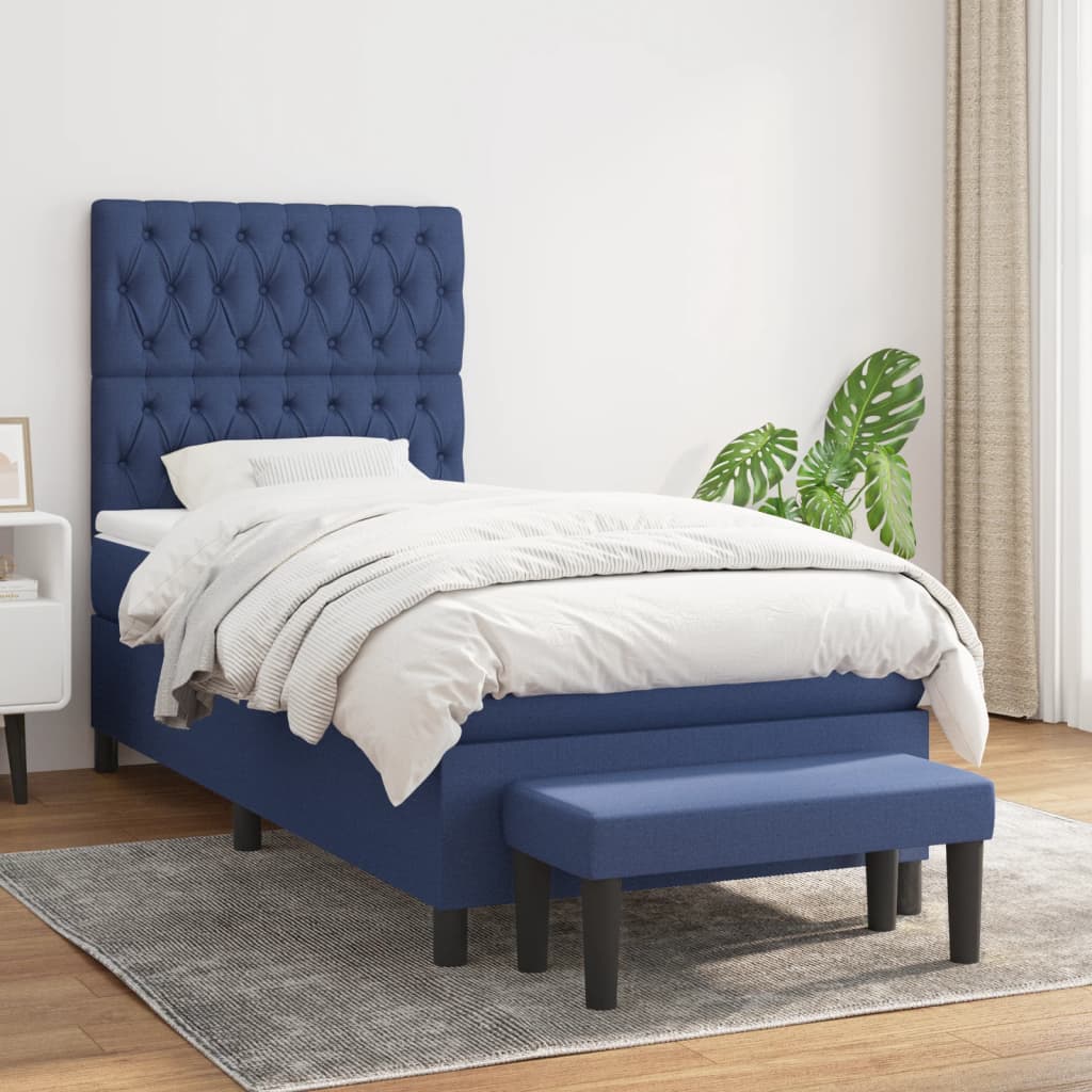 Boxspring Met Matras Stof Blauw 90 x 200 cm Getuft ontwerp