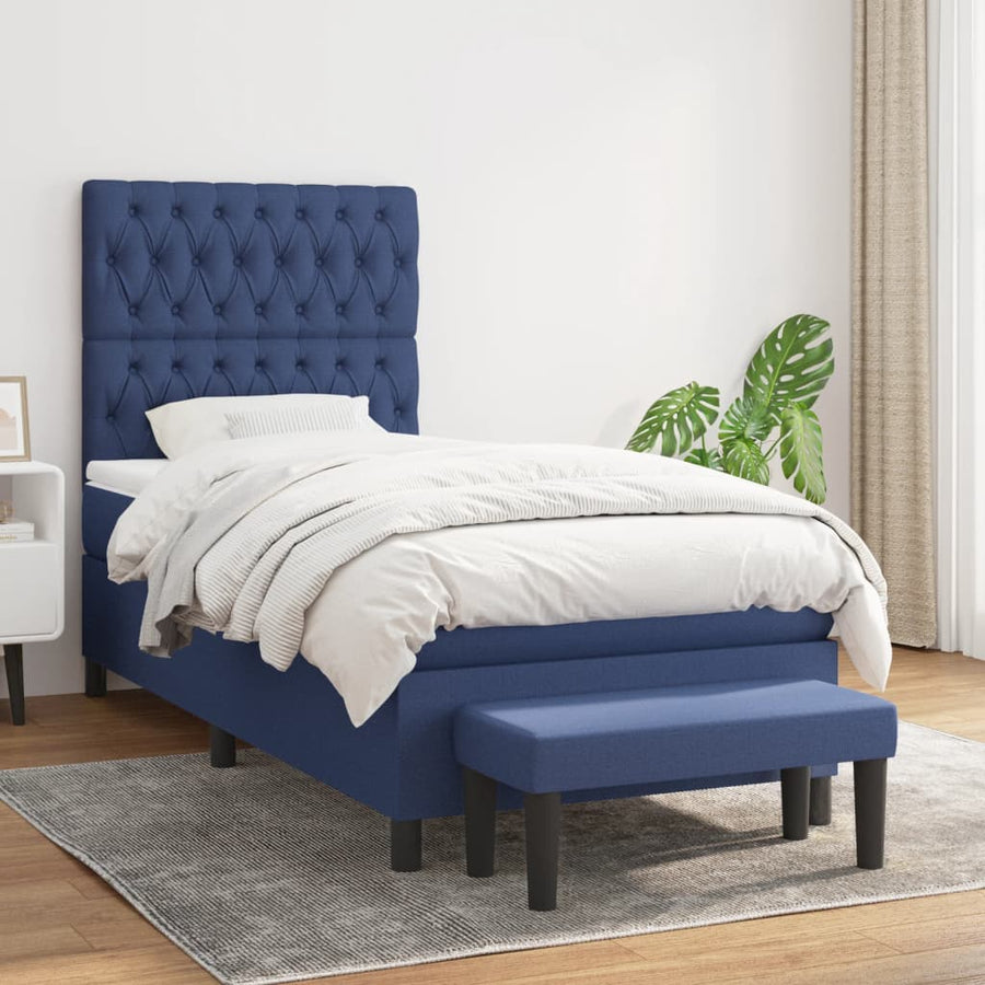 Boxspring Met Matras Stof Blauw 90 x 200 cm Getuft ontwerp