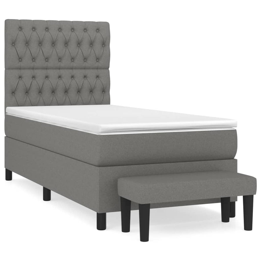 Boxspring Met Matras Stof Donkergrijs 100 x 200 cm Getuft ontwerp