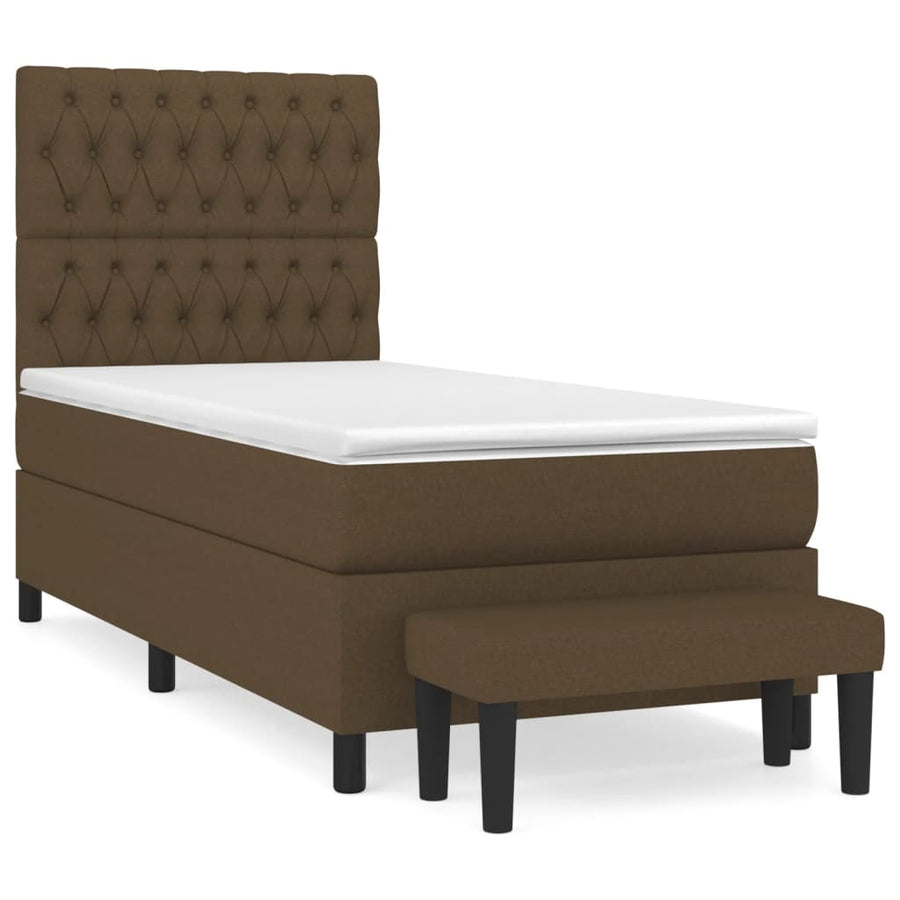 Boxspring Met Matras Stof Donkerbruin 100 x 200 cm Getuft ontwerp