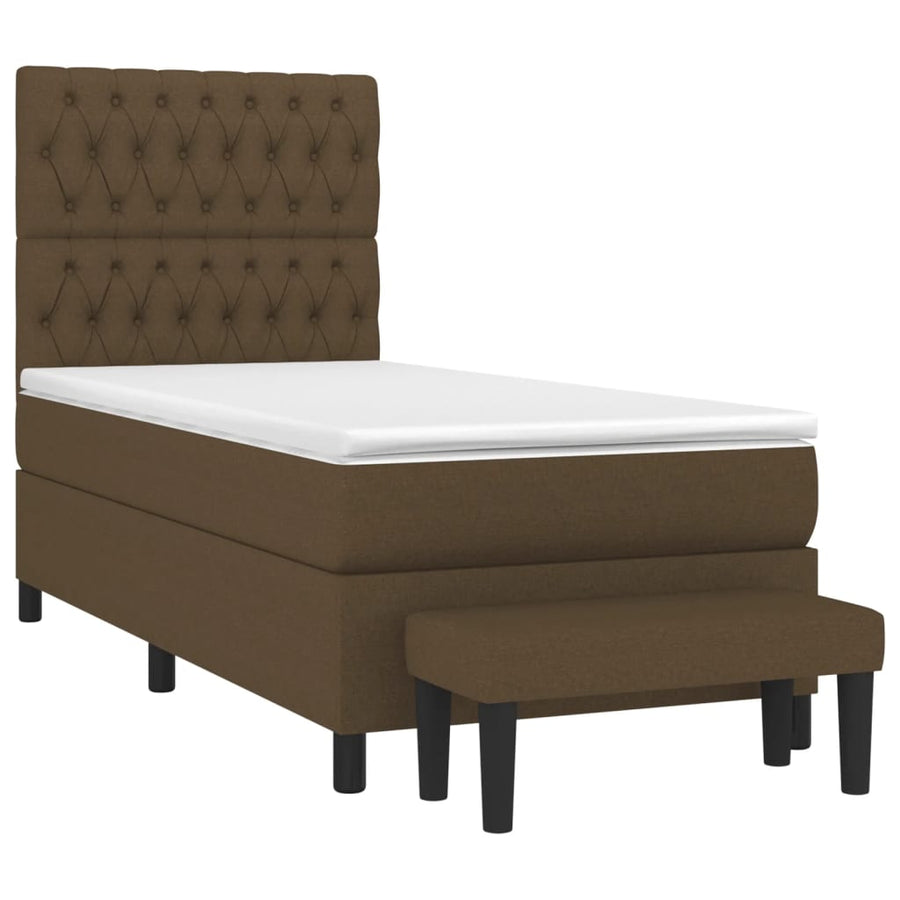 Boxspring Met Matras Stof Donkerbruin 100 x 200 cm Getuft ontwerp