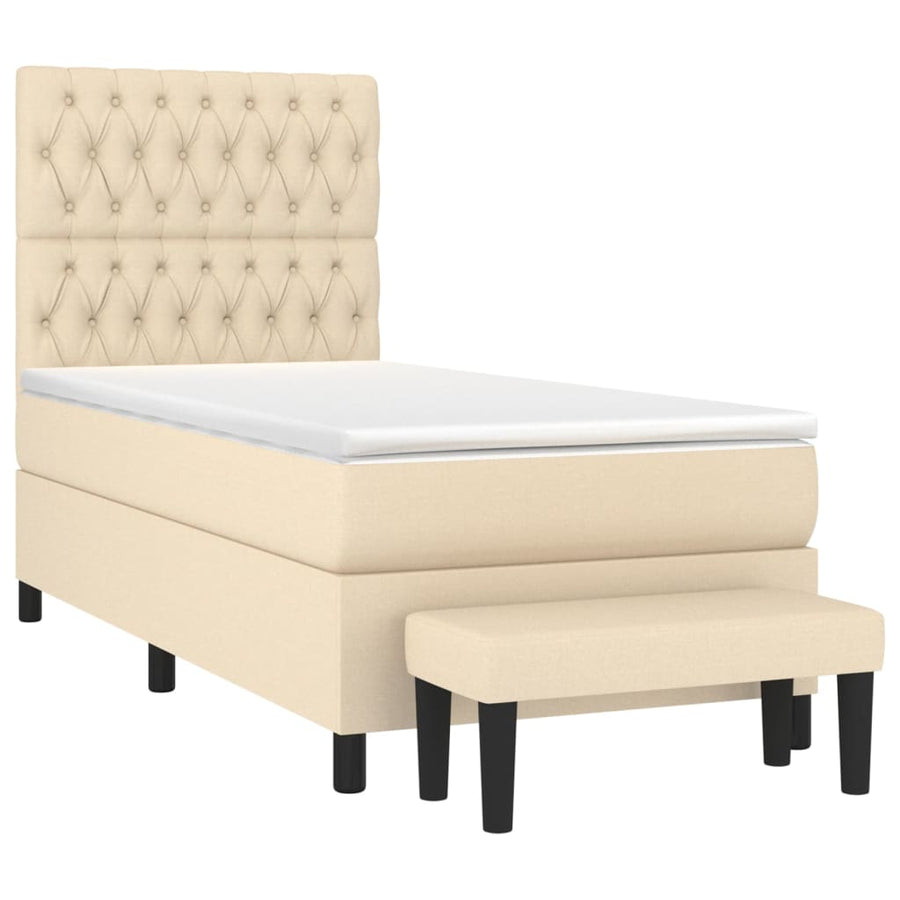 Boxspring Met Matras Stof Kleurig Crème 100 x 200 cm Getuft ontwerp