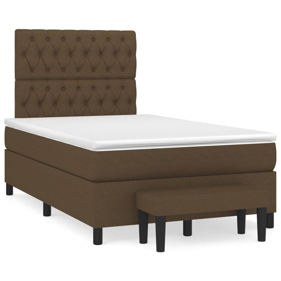 Boxspring Met Matras Stof Donkerbruin 120 x 200 cm Getuft ontwerp