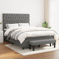 Boxspring met matras stof donkergrijs 140x190 cm