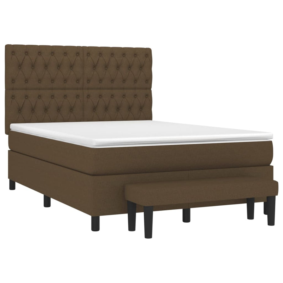 Boxspring Met Matras Stof Donkerbruin 140 x 200 cm Getuft ontwerp