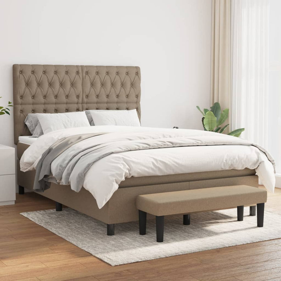 Boxspring Met Matras Stof Taupe 140 x 200 cm Getuft ontwerp
