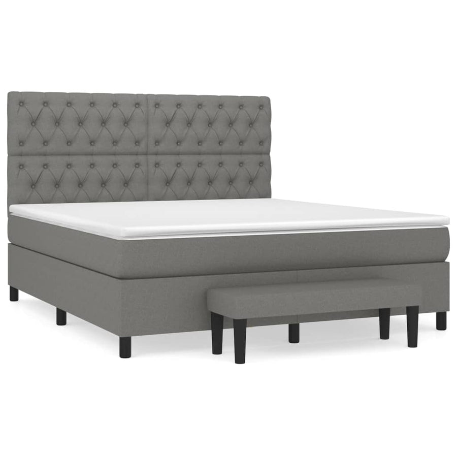 Boxspring Met Matras Stof Donkergrijs 160 x 200 cm Getuft ontwerp