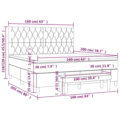 Boxspring Met Matras Stof Donkergrijs 160 x 200 cm Getuft ontwerp