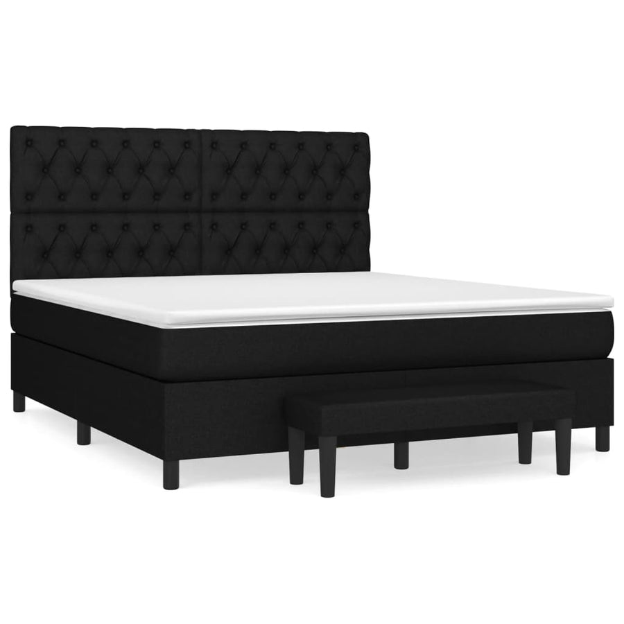 Boxspring Met Matras Stof Zwart 160 x 200 cm Getuft ontwerp