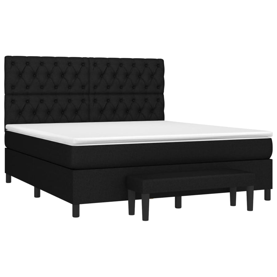 Boxspring Met Matras Stof Zwart 160 x 200 cm Getuft ontwerp