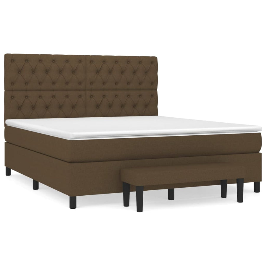Boxspring Met Matras Stof Donkerbruin 160 x 200 cm Getuft ontwerp