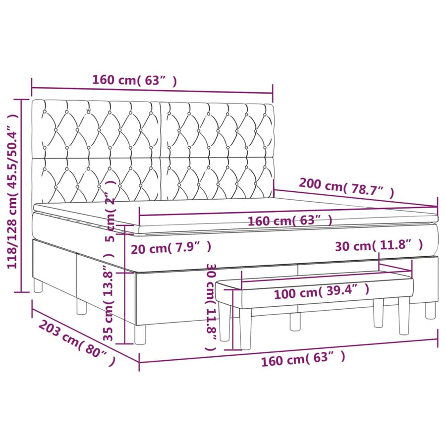 Boxspring Met Matras Stof Taupe 160 x 200 cm Getuft ontwerp