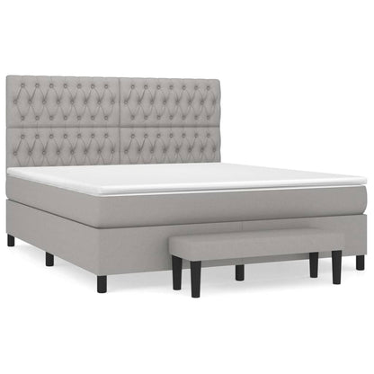 Boxspring Met Matras Stof Lichtgrijs 180 x 200 cm Getuft ontwerp