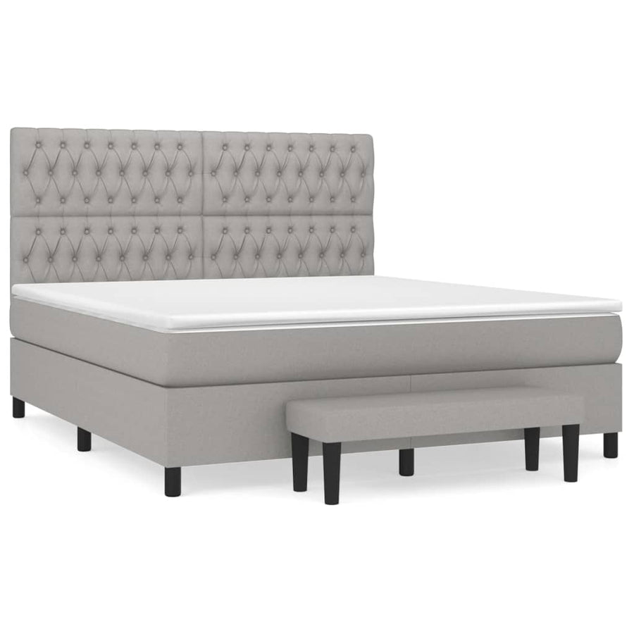 Boxspring Met Matras Stof Lichtgrijs 180 x 200 cm Getuft ontwerp