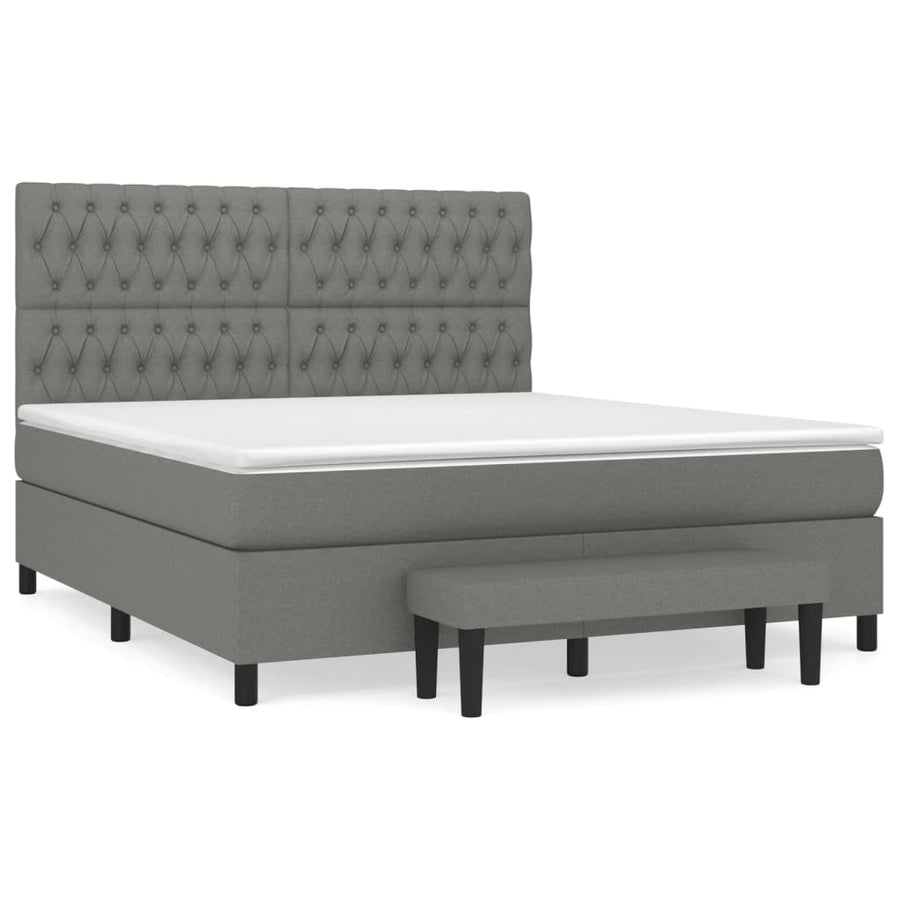 Boxspring Met Matras Stof Donkergrijs 180 x 200 cm Getuft ontwerp