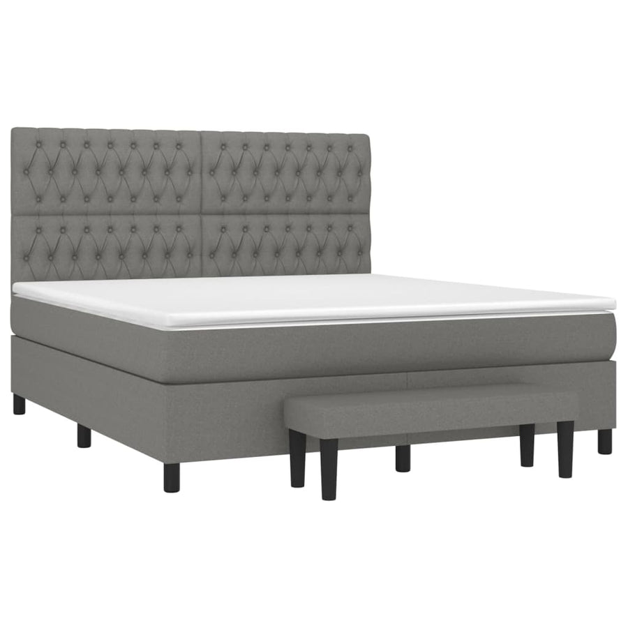 Boxspring Met Matras Stof Donkergrijs 180 x 200 cm Getuft ontwerp