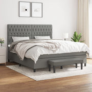Boxspring met matras 180x200 cm donkergrijs stof