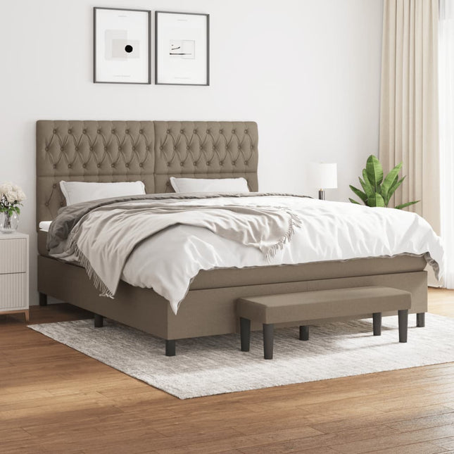 Boxspring Met Matras Stof Taupe 180 x 200 cm Getuft ontwerp