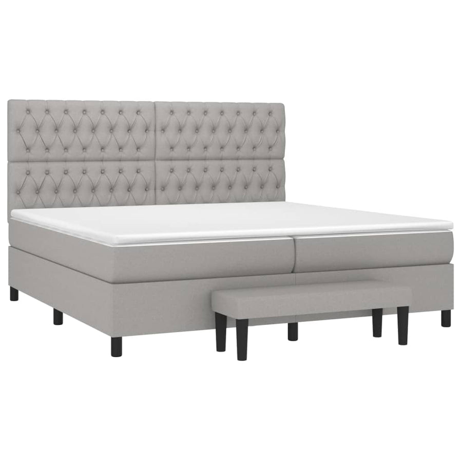 Boxspring Met Matras Stof Lichtgrijs 200 x 200 cm Getuft ontwerp