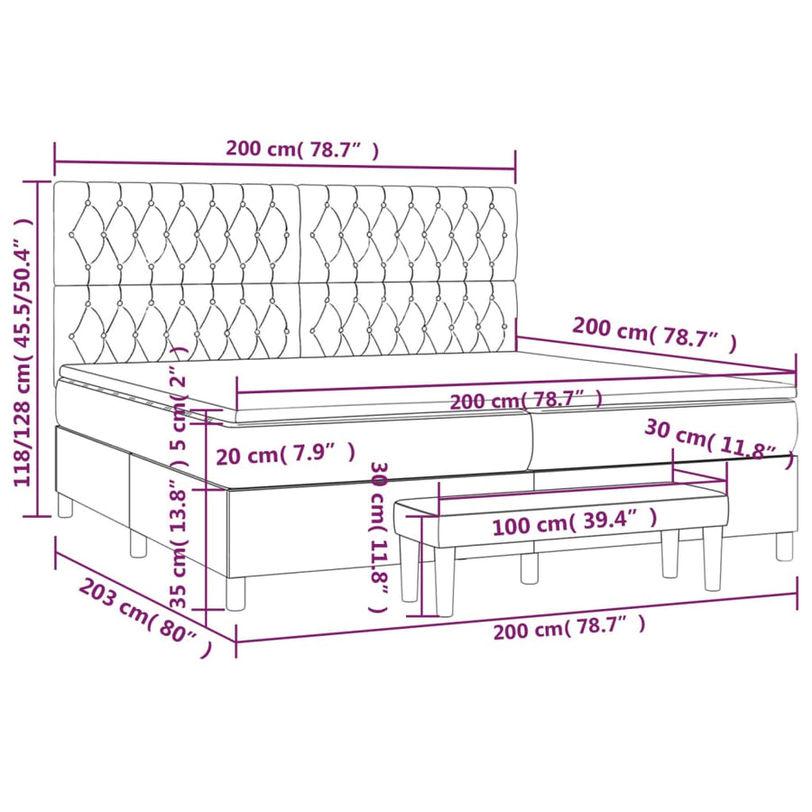 Boxspring Met Matras Stof Donkergrijs 200 x 200 cm Getuft ontwerp