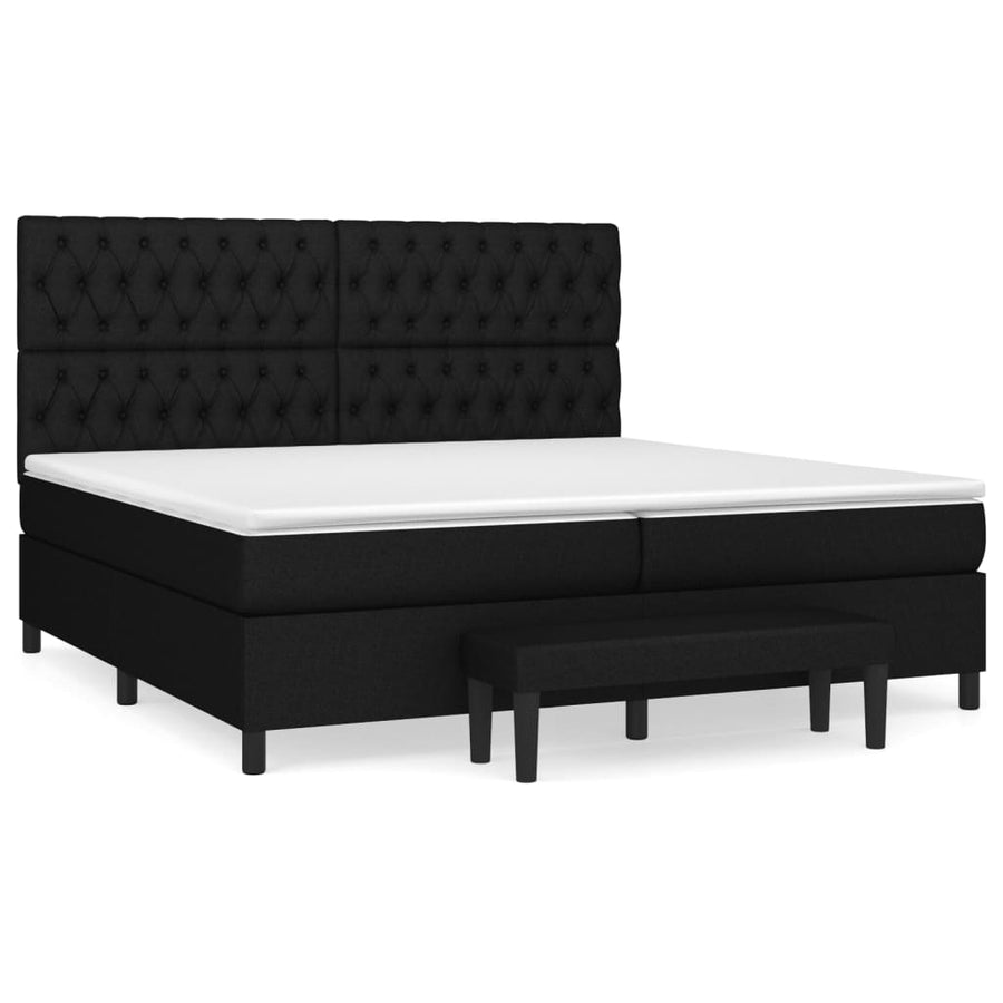 Boxspring Met Matras Stof Zwart 200 x 200 cm Getuft ontwerp