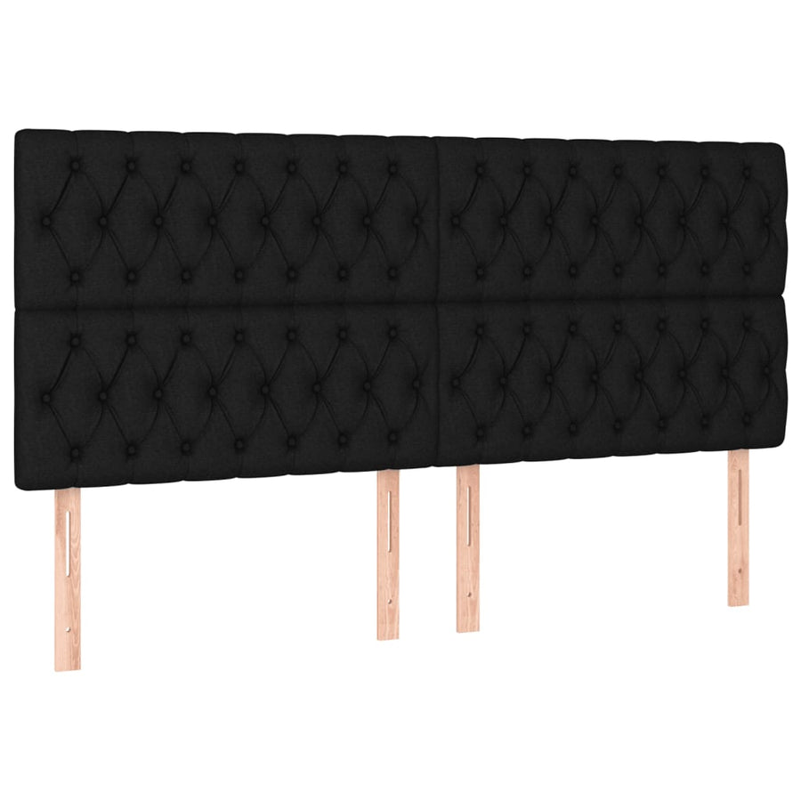 Boxspring Met Matras Stof Zwart 200 x 200 cm Getuft ontwerp