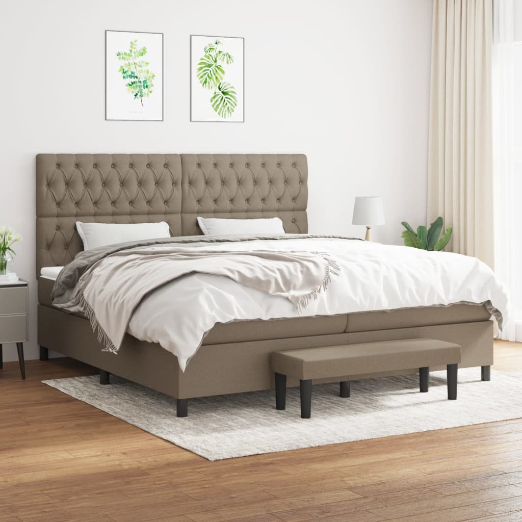 Boxspring Met Matras Stof Taupe 200 x 200 cm Getuft ontwerp